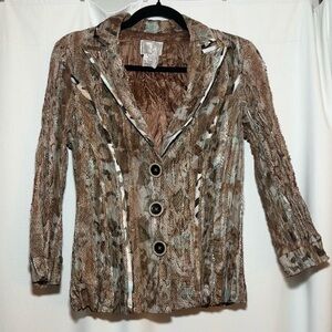 Vintage Alberto Makali Textured Snake Print Mesh Jacket